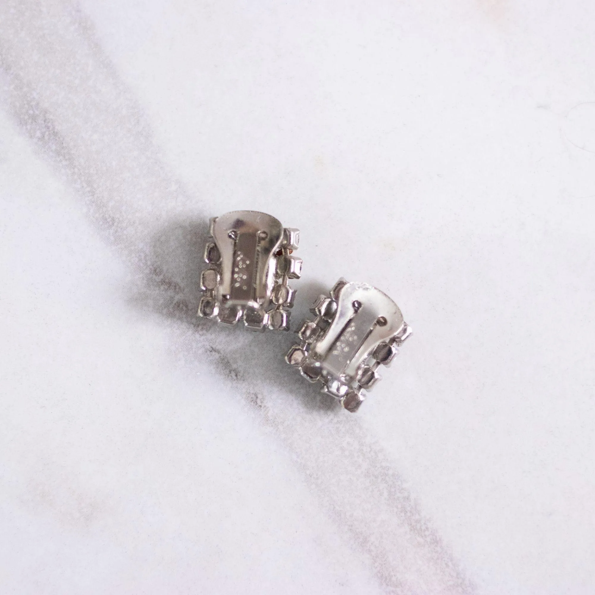 Vintage Emerald Cut Petite Diamante Earrings