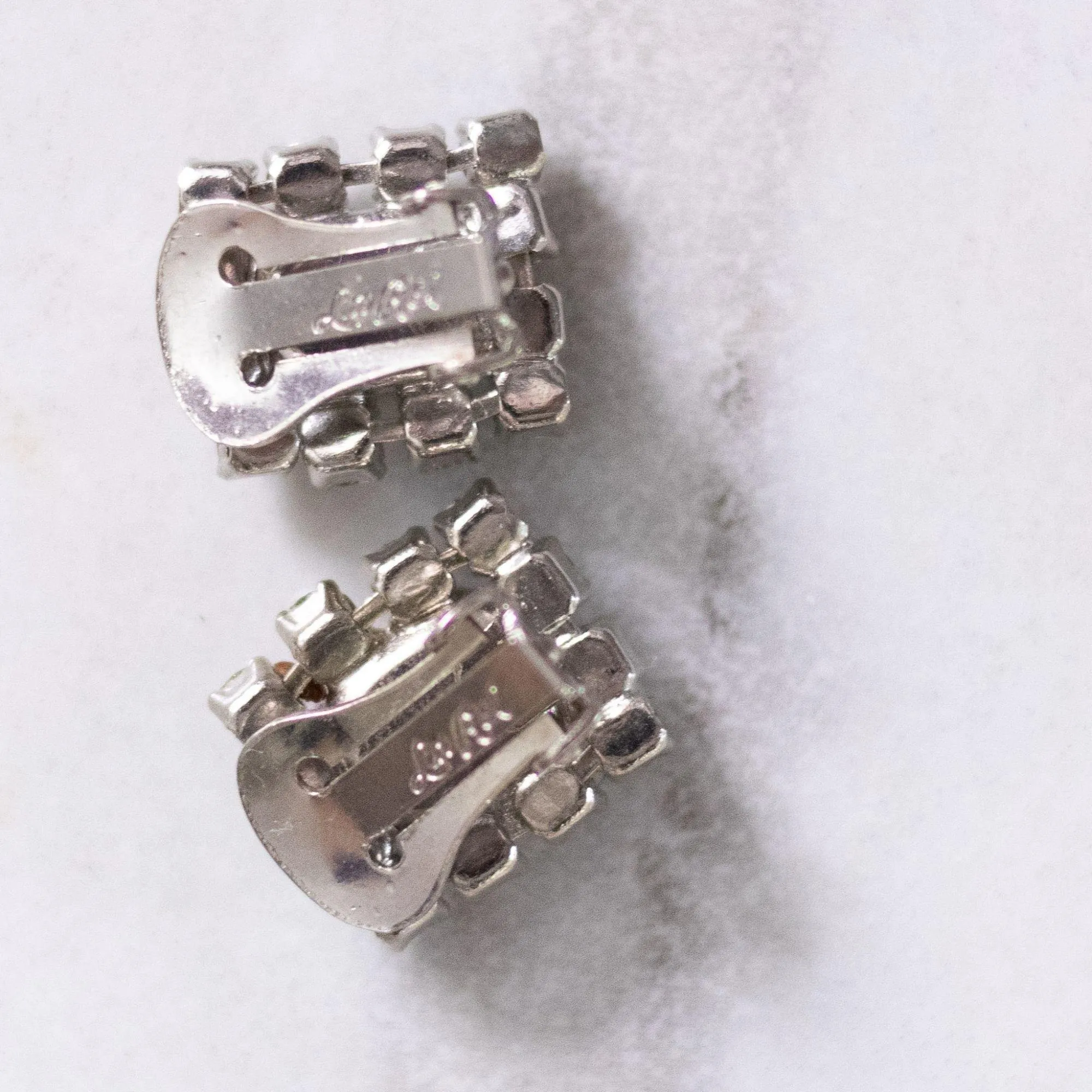 Vintage Emerald Cut Petite Diamante Earrings