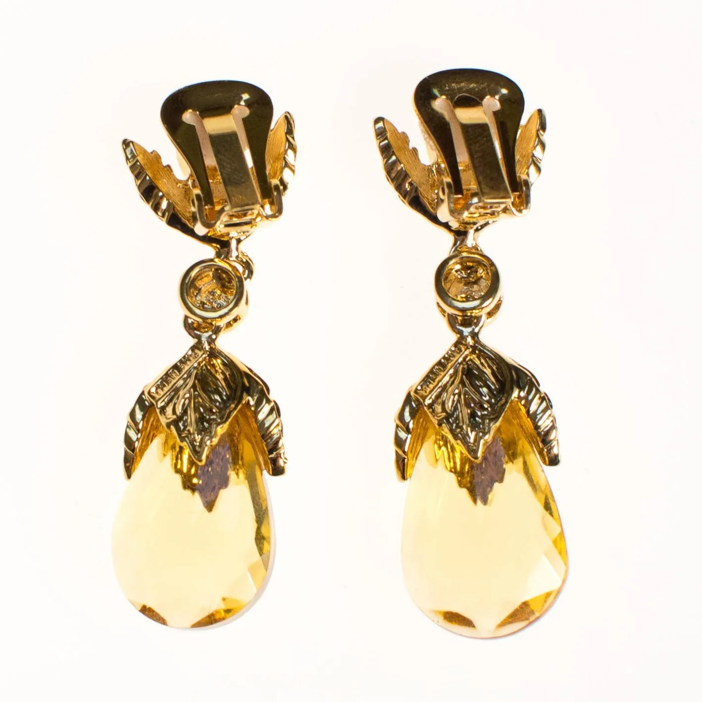 Vintage Francesca Visconti Citrine Crystal Drop Earrings
