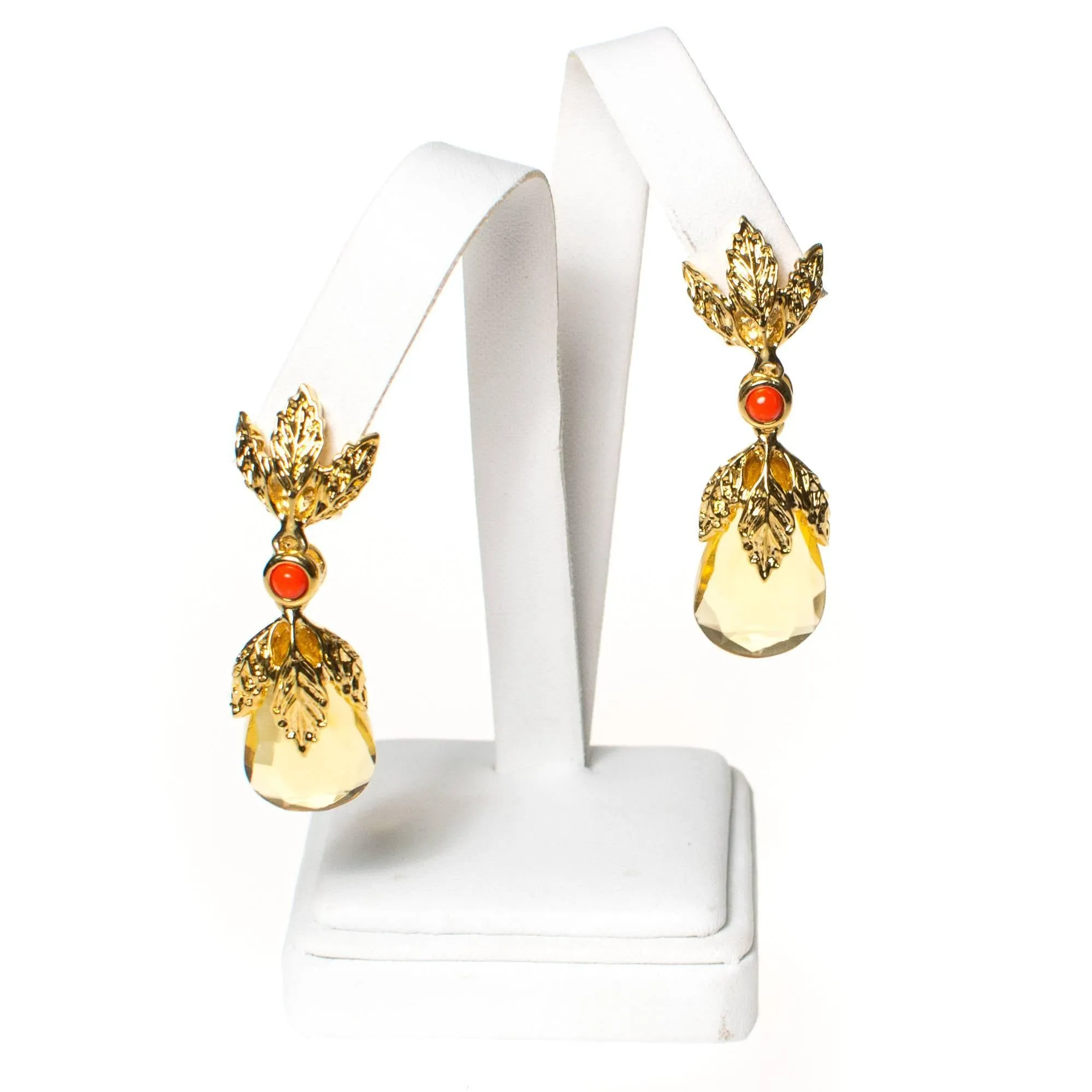 Vintage Francesca Visconti Citrine Crystal Drop Earrings