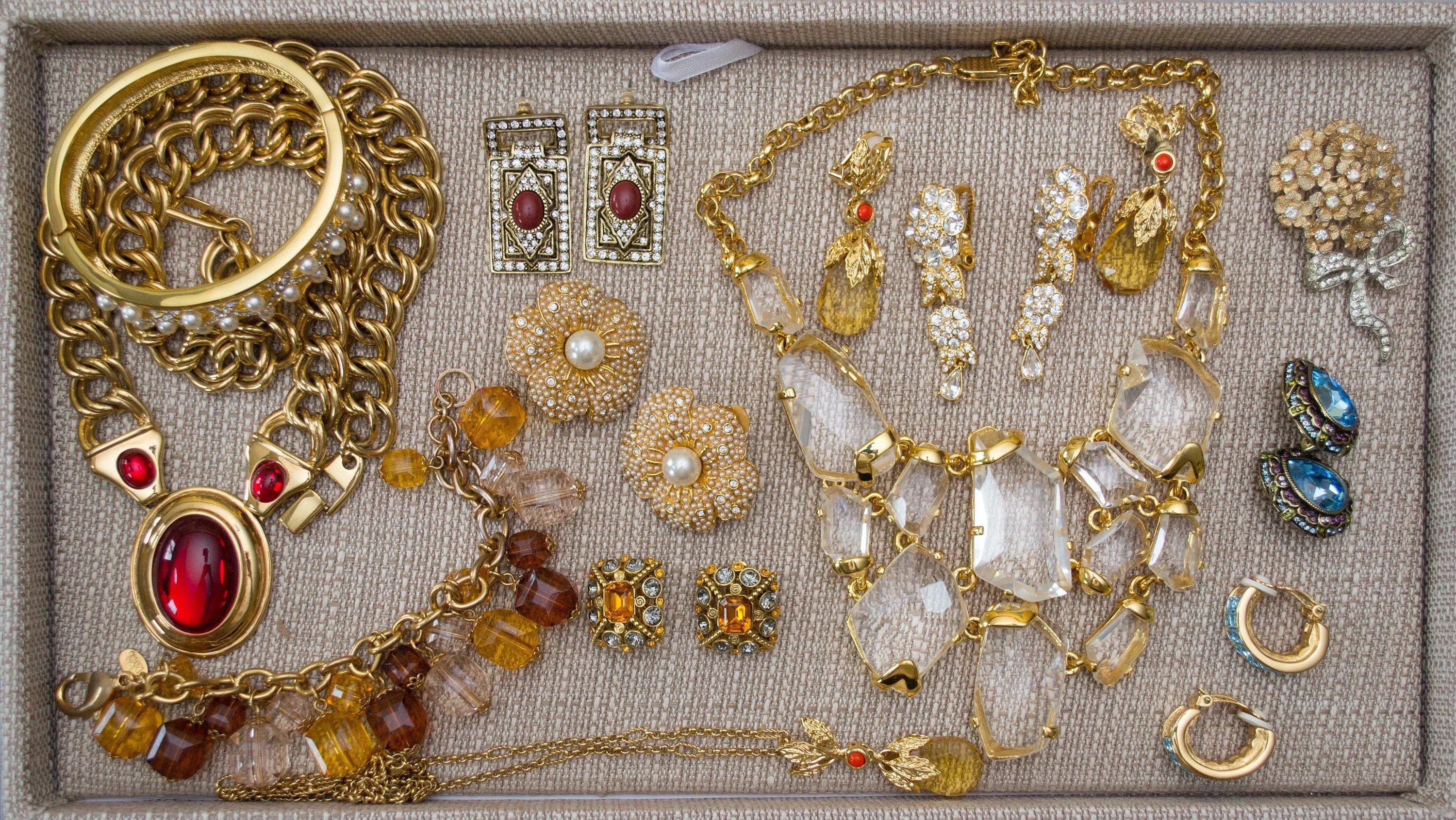 Vintage Francesca Visconti Citrine Crystal Drop Earrings