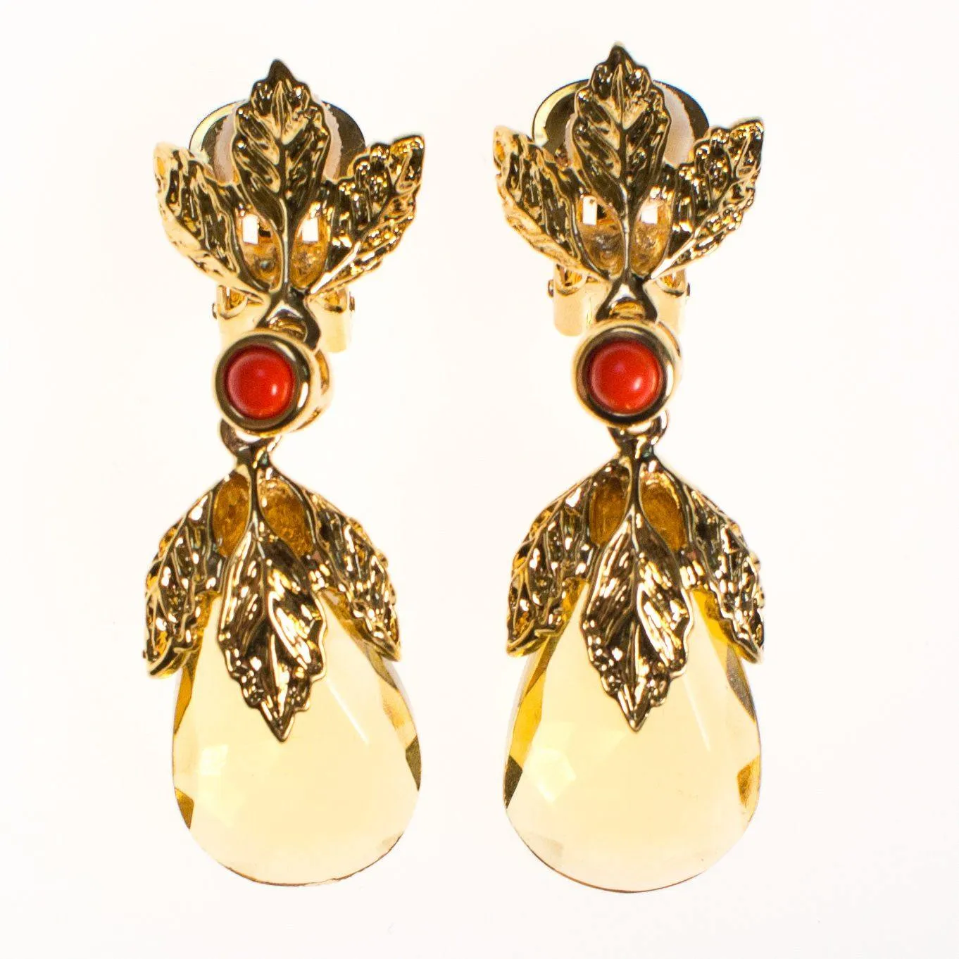 Vintage Francesca Visconti Citrine Crystal Drop Earrings