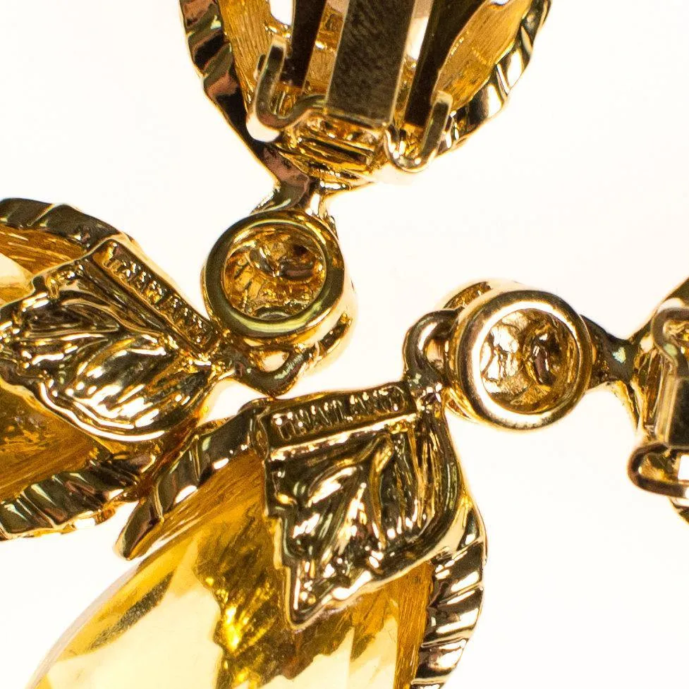 Vintage Francesca Visconti Citrine Crystal Drop Earrings