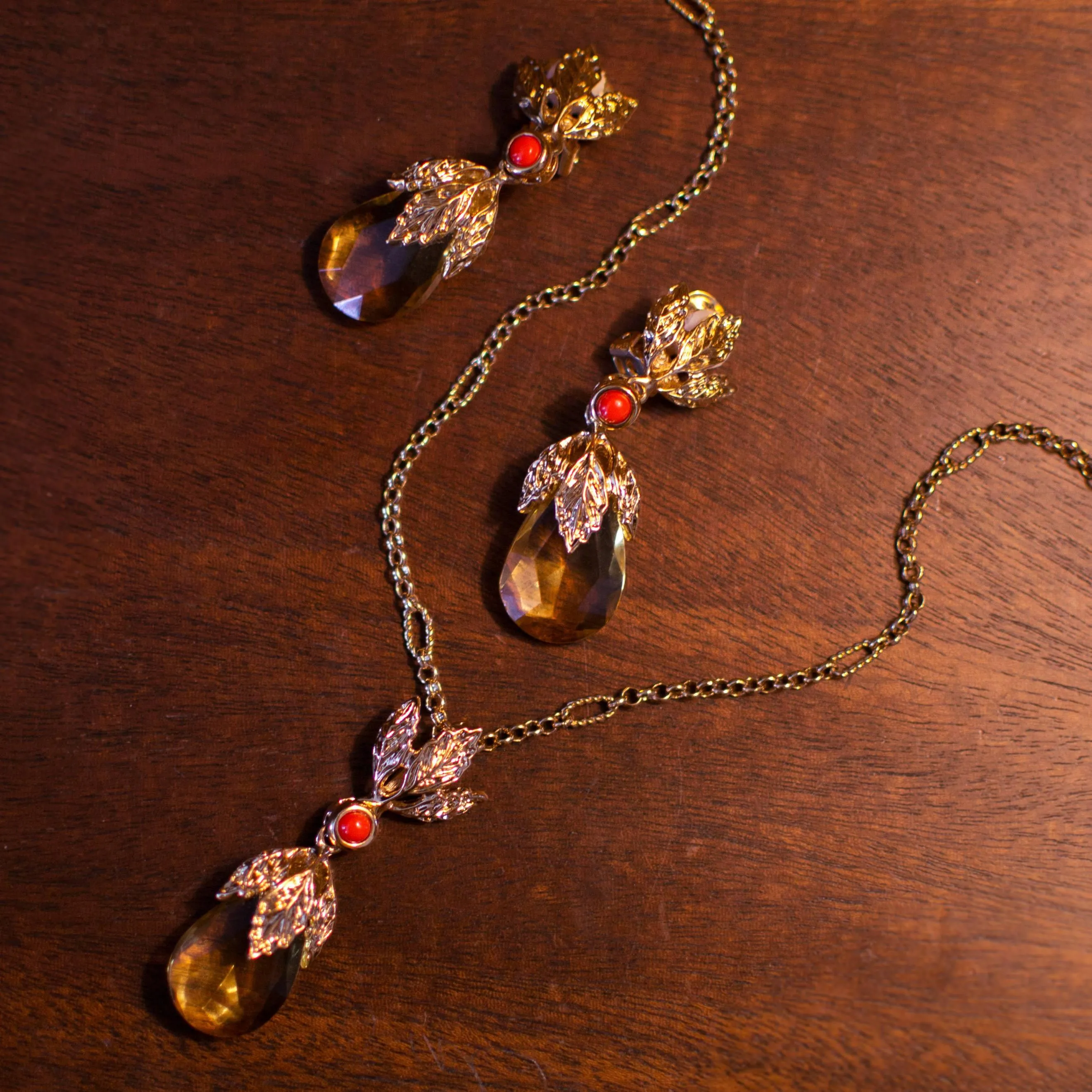 Vintage Francesca Visconti Citrine Crystal Drop Earrings