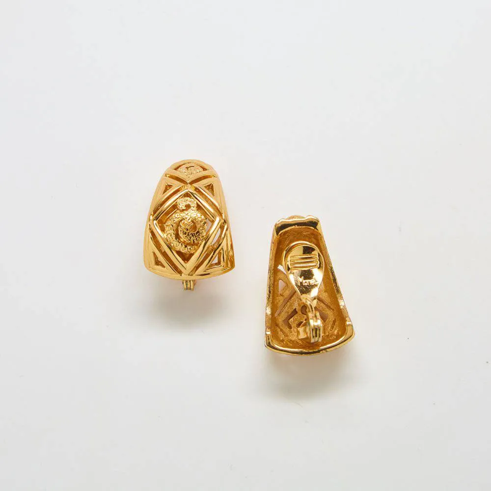 Vintage Monet Deco Cutout Earrings