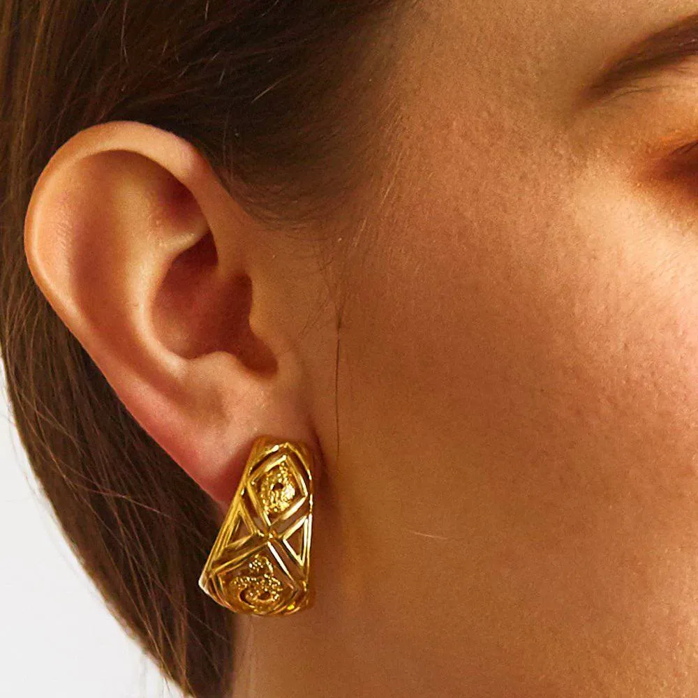 Vintage Monet Deco Cutout Earrings