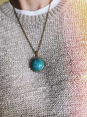 Vintage Necklace and Clip on Earrings in Turquoise Blue
