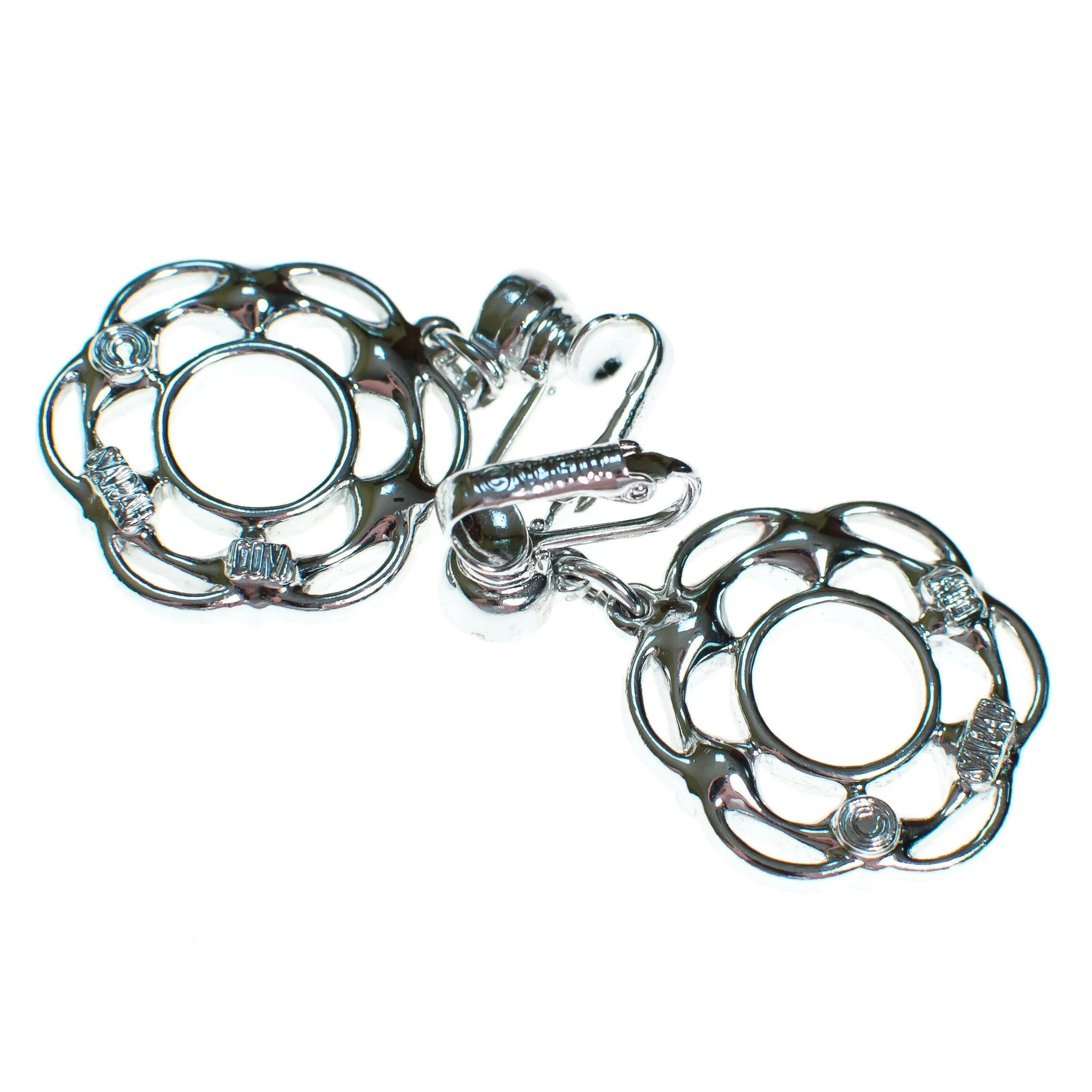 Vintage Sarah Coventry Silver Doorknocker Earrings with Rhinestones, Clip On
