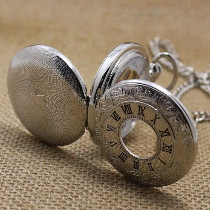 Vintage Silver Mechanical Pocket Watch - Gloria