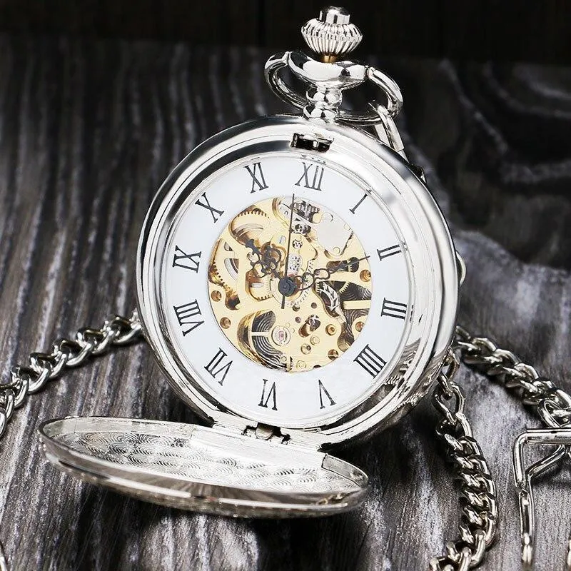Vintage Silver Mechanical Pocket Watch - Gloria