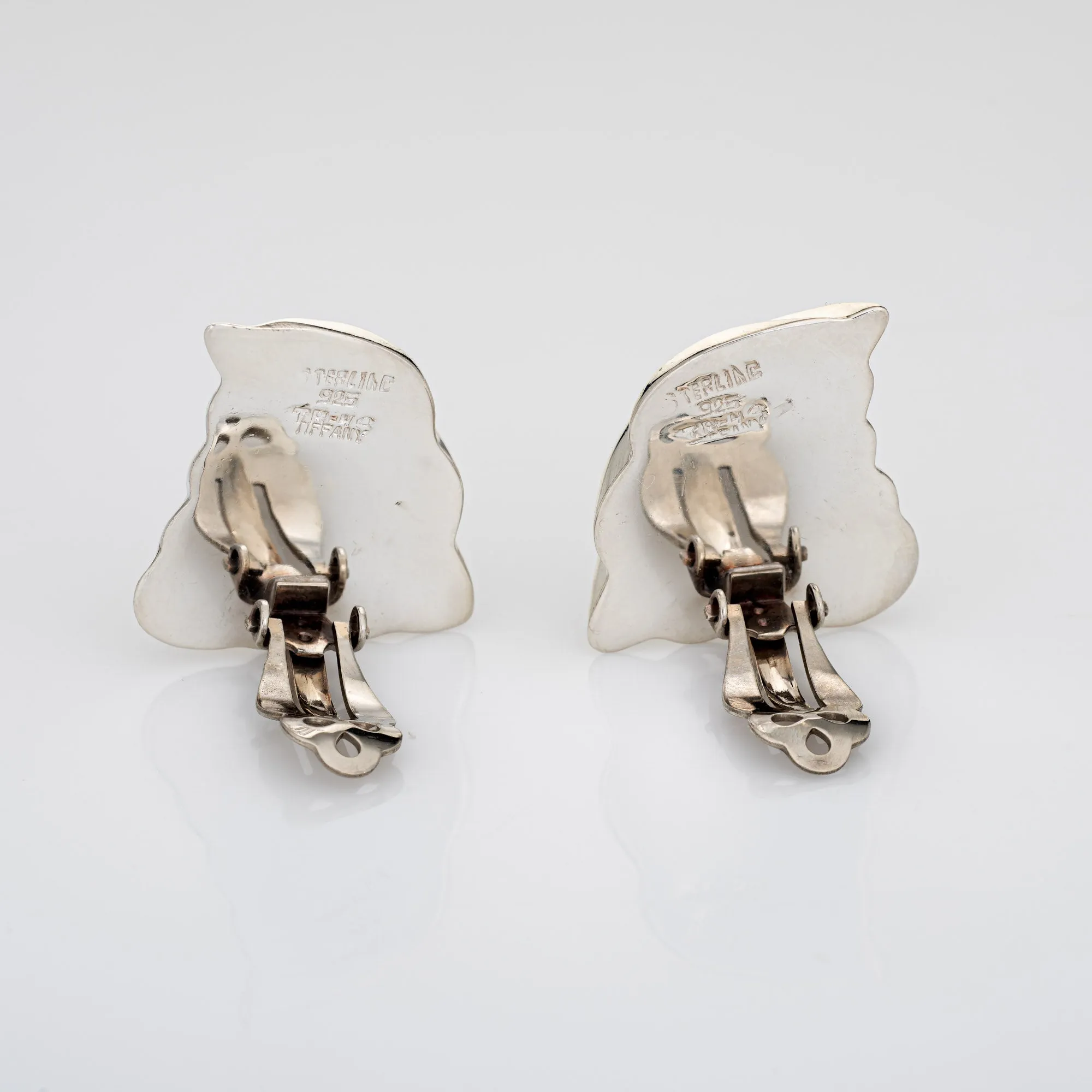 Vintage Tiffany & Co Earrings Sterling Silver Shell Scalloped Design Clip On