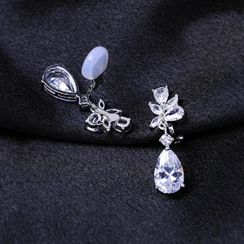 Water Drop Zirconia Clip on Earrings