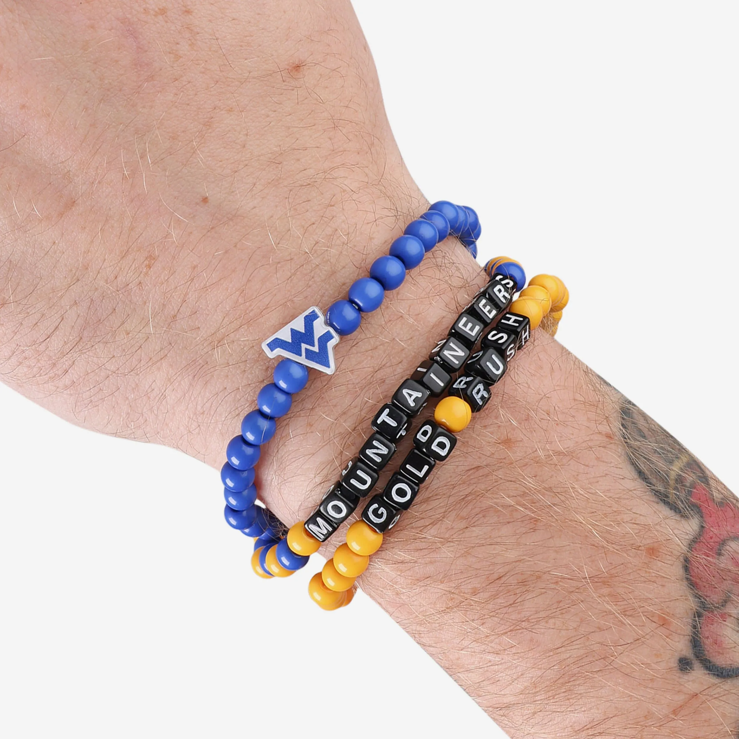 West Virginia Mountaineers 3 Pack Beaded Friendship Bracelet