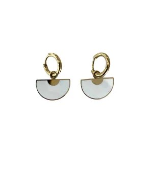 White & Gold Hoop Earrings