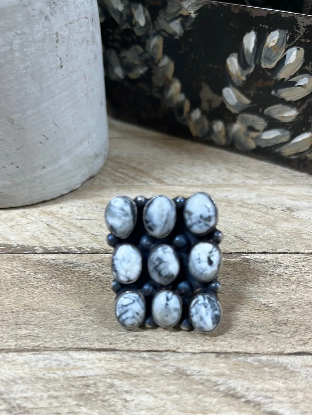 White Buffalo Cluster Rings