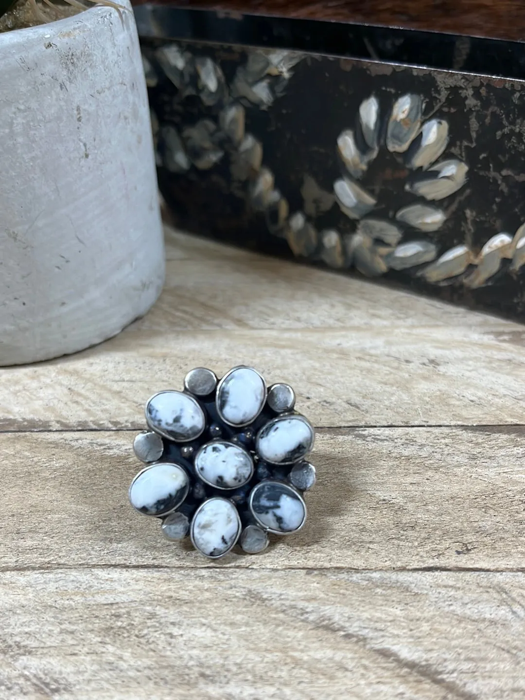 White Buffalo Cluster Rings