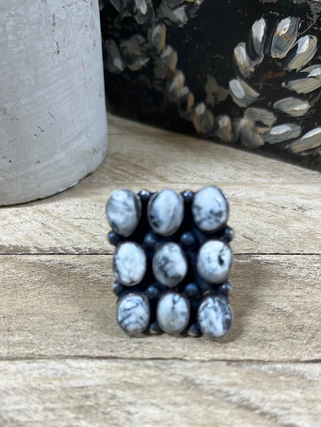 White Buffalo Cluster Rings