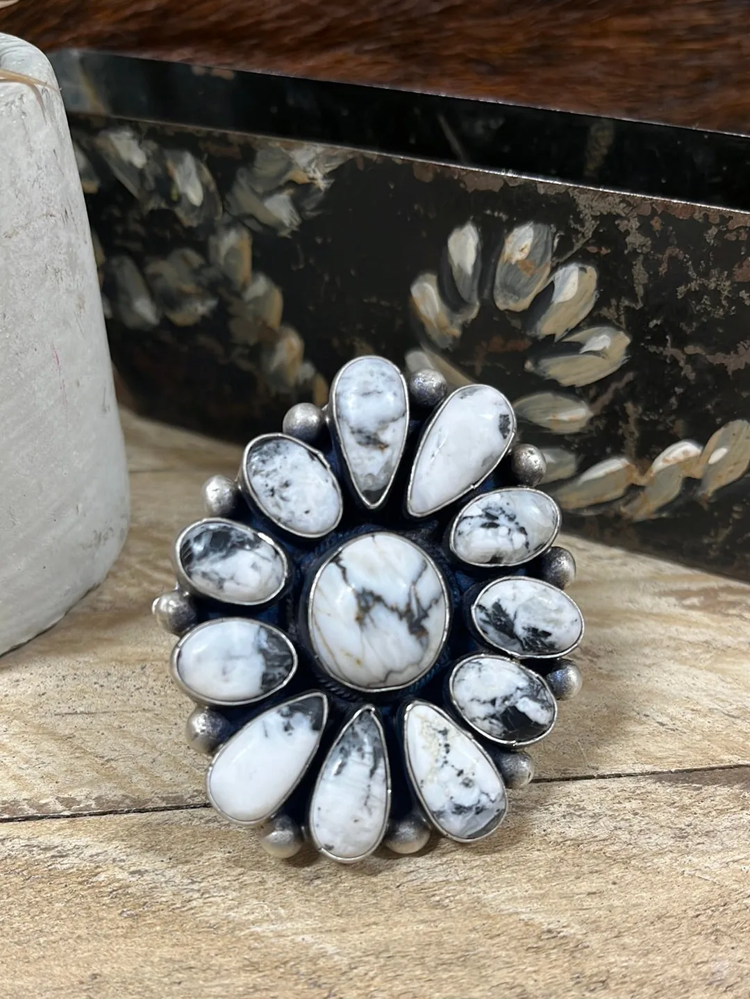 White Buffalo Cluster Rings