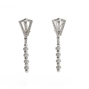 WHITE GOLD ART DECO EARRINGS WITH CUBIC ZIRCONIA STONES