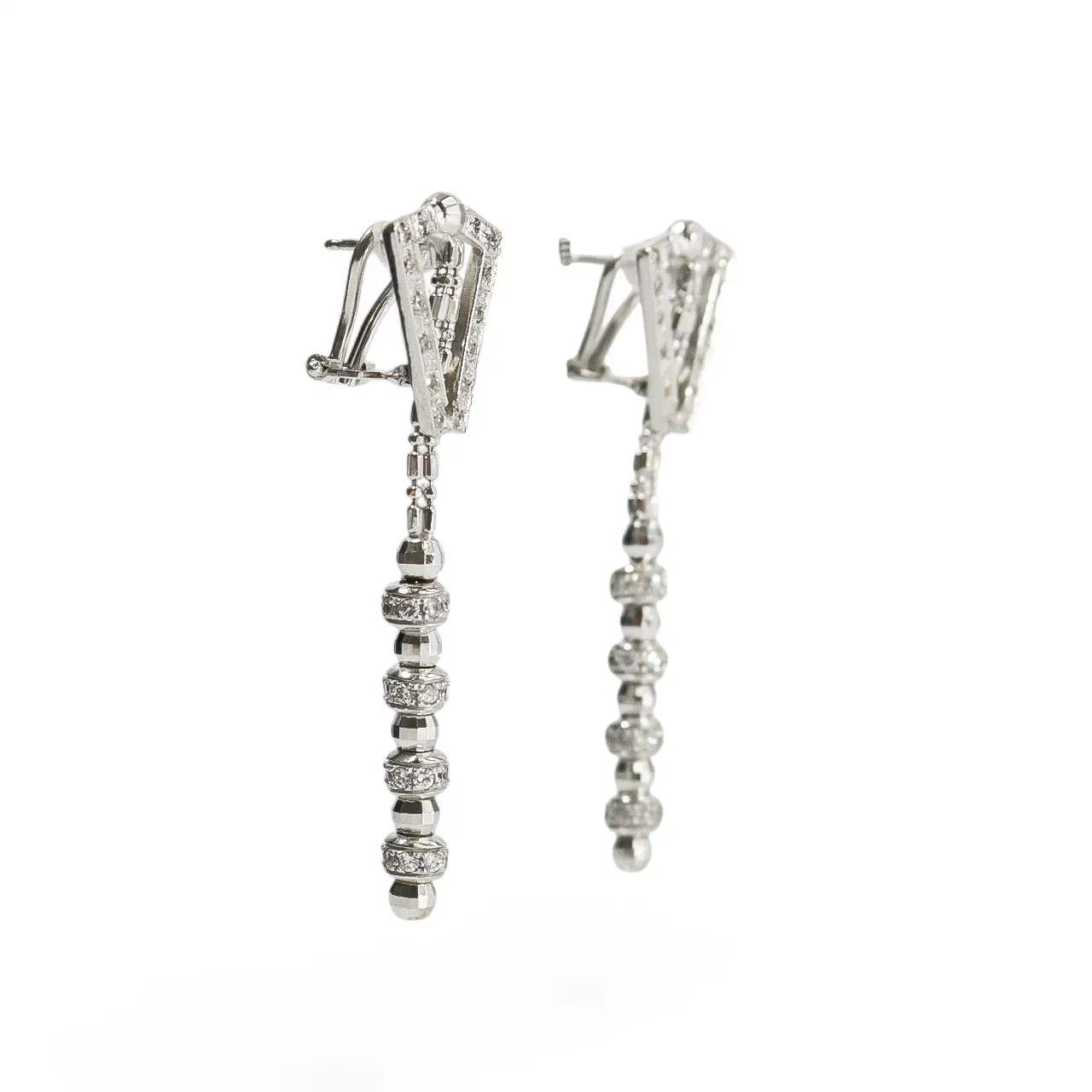 WHITE GOLD ART DECO EARRINGS WITH CUBIC ZIRCONIA STONES