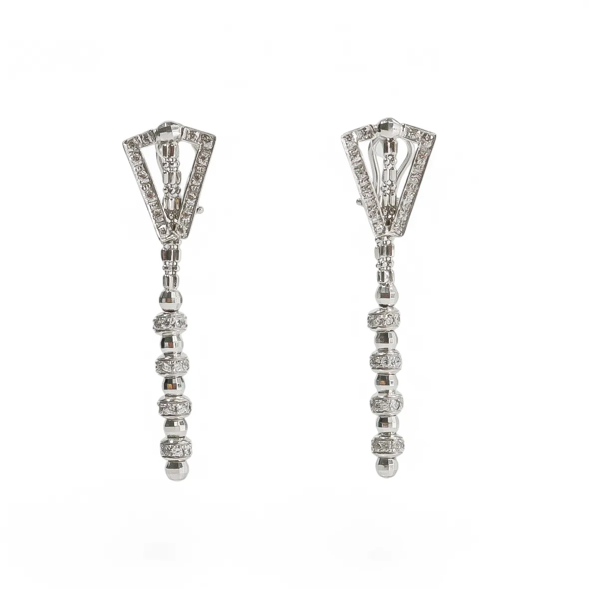 WHITE GOLD ART DECO EARRINGS WITH CUBIC ZIRCONIA STONES
