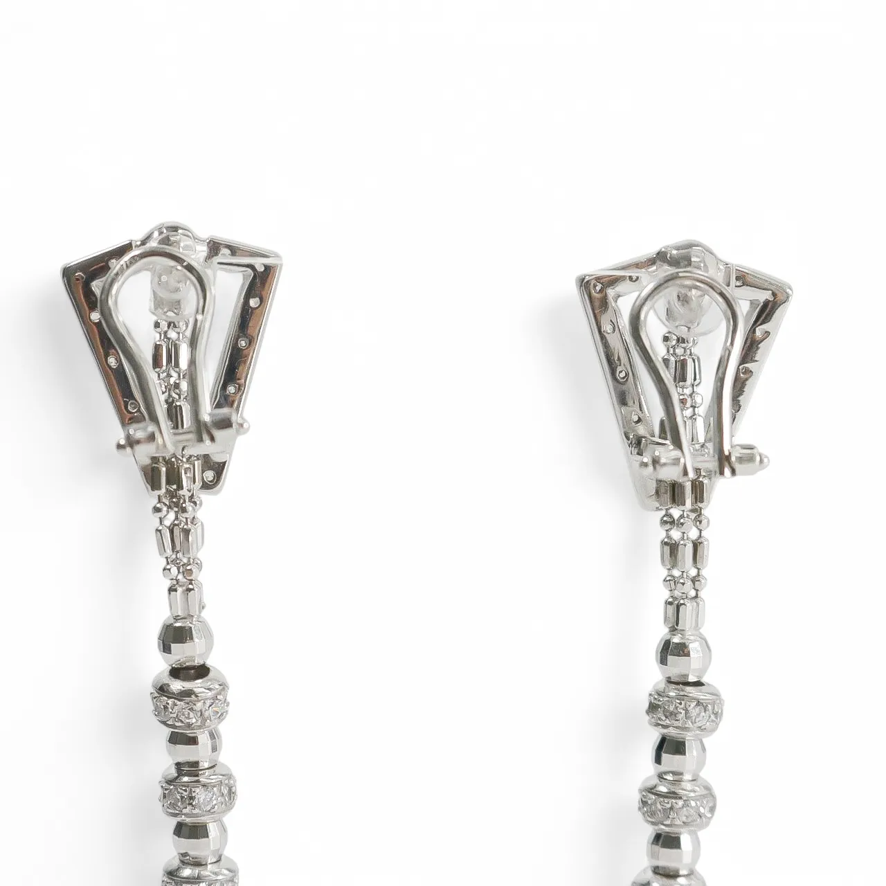 WHITE GOLD ART DECO EARRINGS WITH CUBIC ZIRCONIA STONES