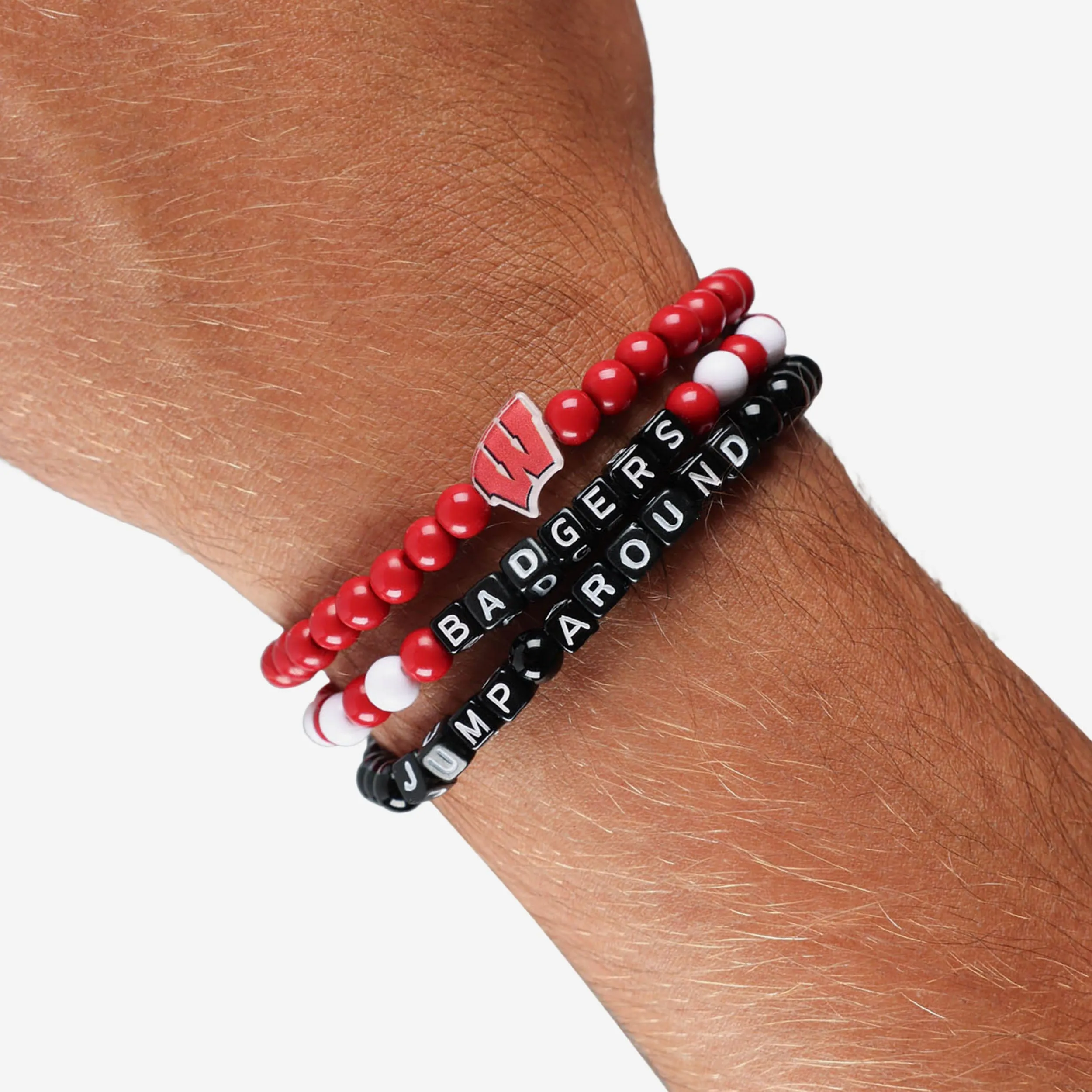 Wisconsin Badgers 3 Pack Beaded Friendship Bracelet