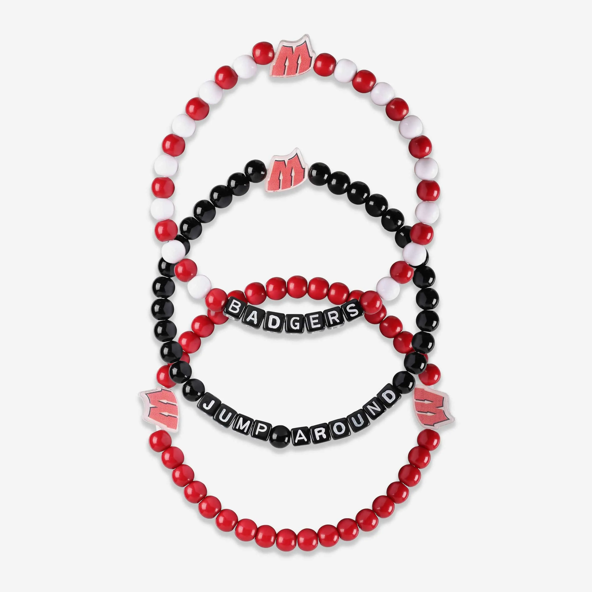 Wisconsin Badgers 3 Pack Beaded Friendship Bracelet