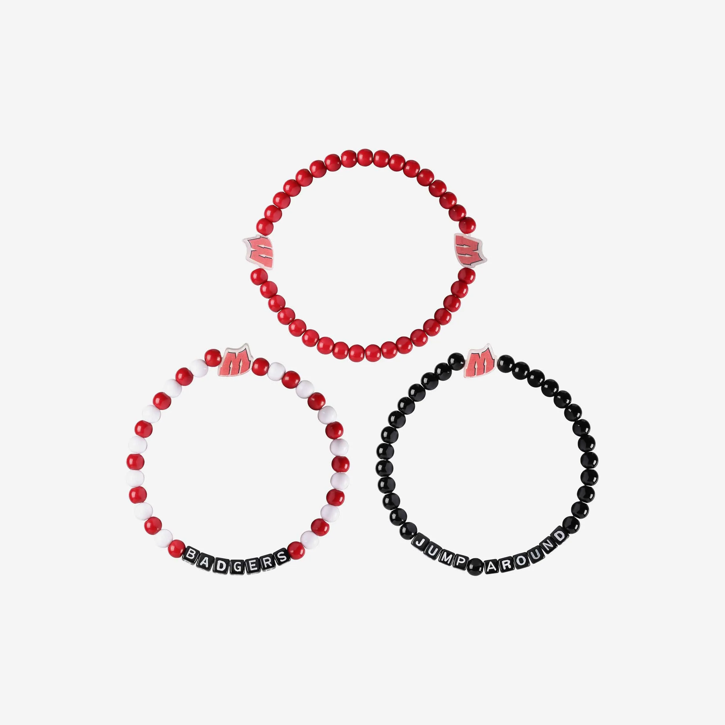 Wisconsin Badgers 3 Pack Beaded Friendship Bracelet