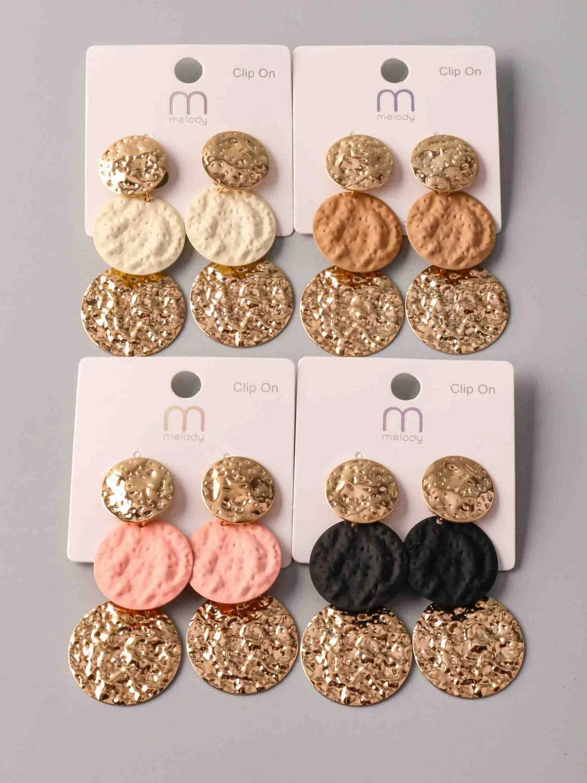 WOMEN'S ASSORTED COLORS CLIP ON EARRINGS
