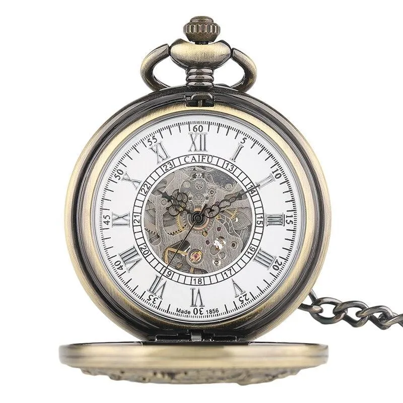 Women's Bronze Automatic Pocket Watch - Blooming Peacock