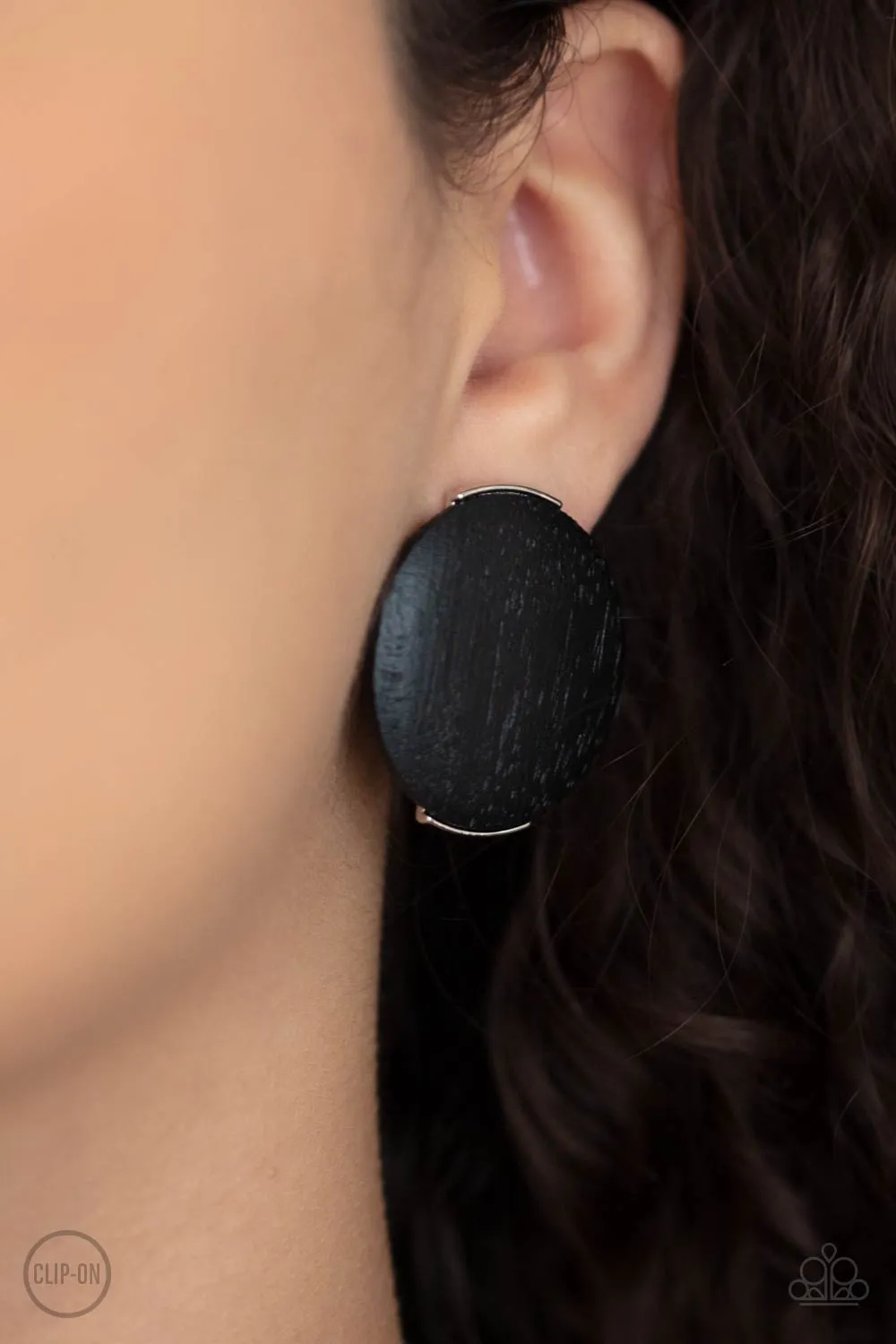 WOODWORK It - Black Clip-On Earrings