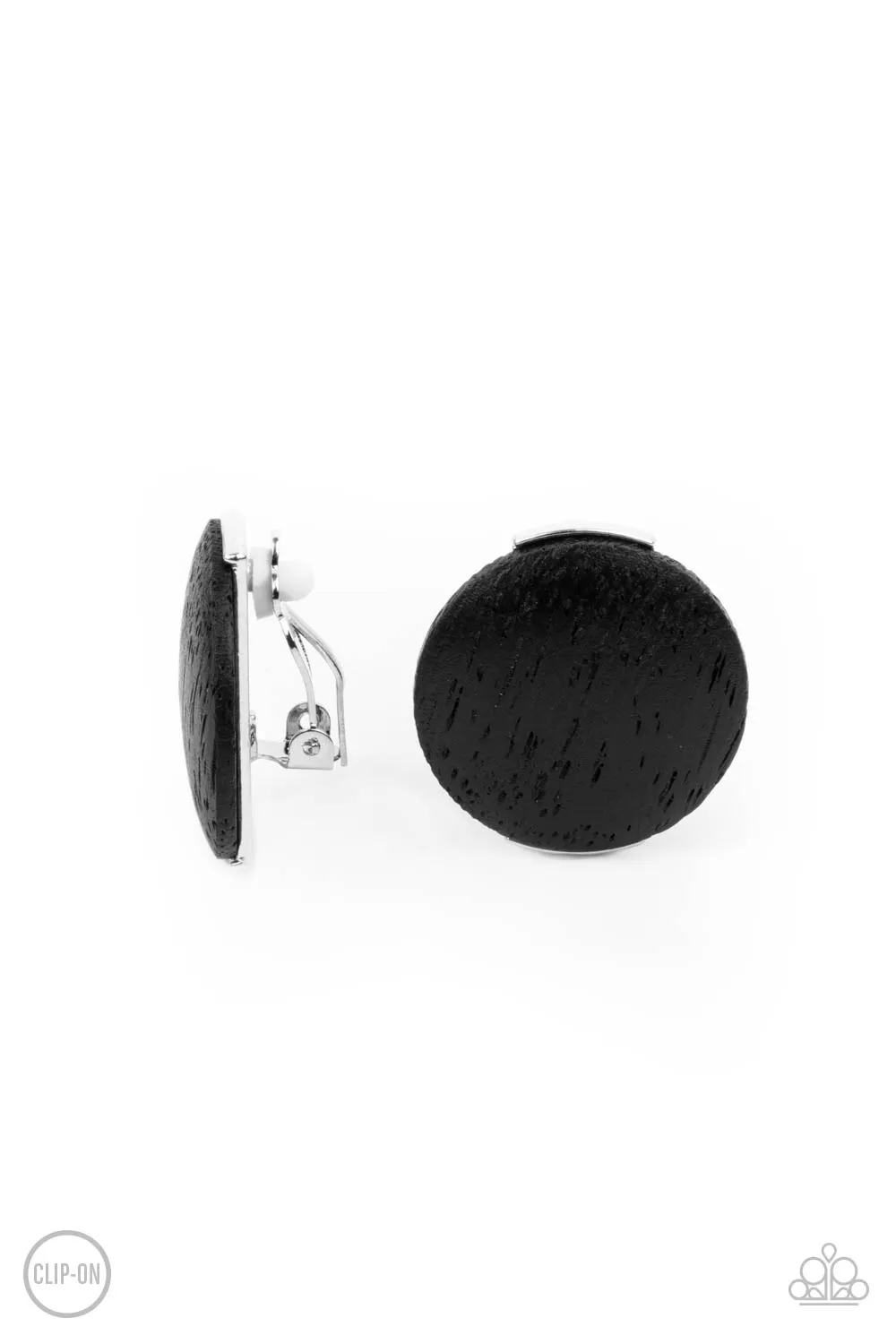 WOODWORK It - Black Clip-On Earrings