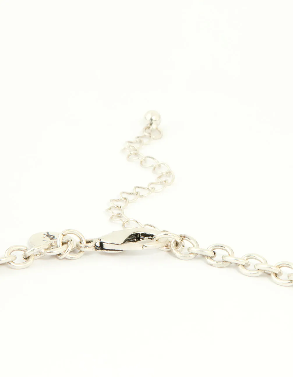 Worn Silver Feather Charm Layered Necklace