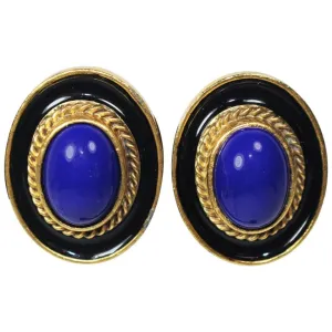 YVES SAINT LAURENT Bluestone Clip-On Earrings Gold hue