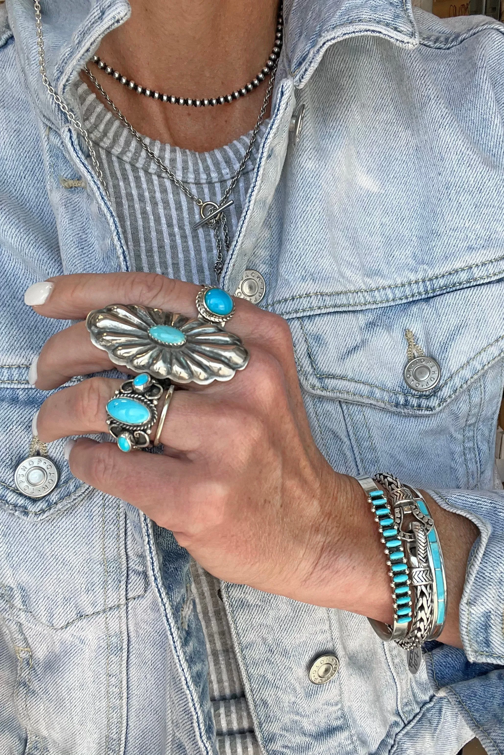 Zuni Sleeping Beauty Turquoise Inlay Cuff