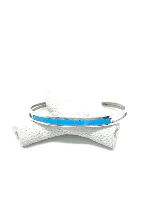 Zuni Sleeping Beauty Turquoise Inlay Cuff