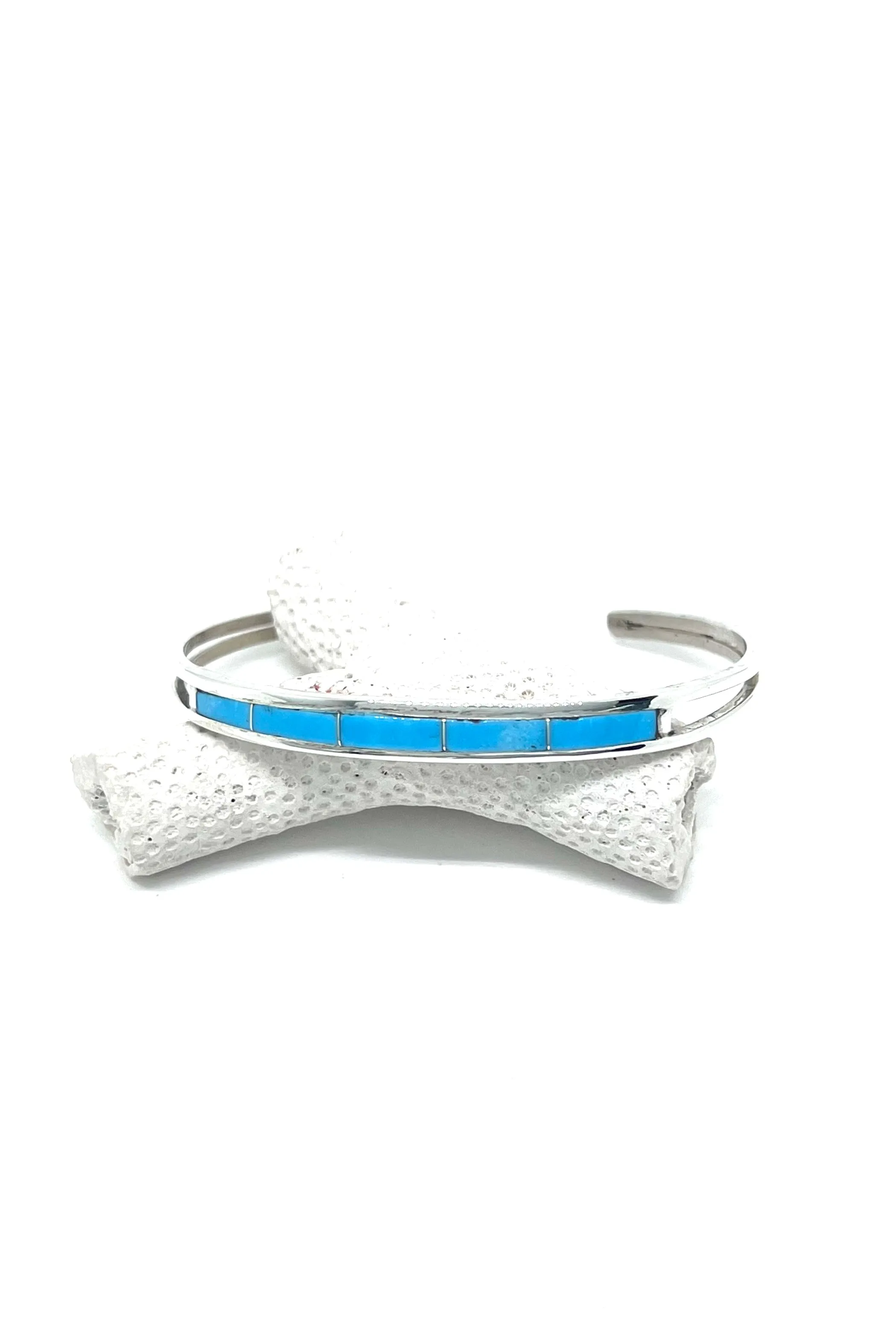 Zuni Sleeping Beauty Turquoise Inlay Cuff