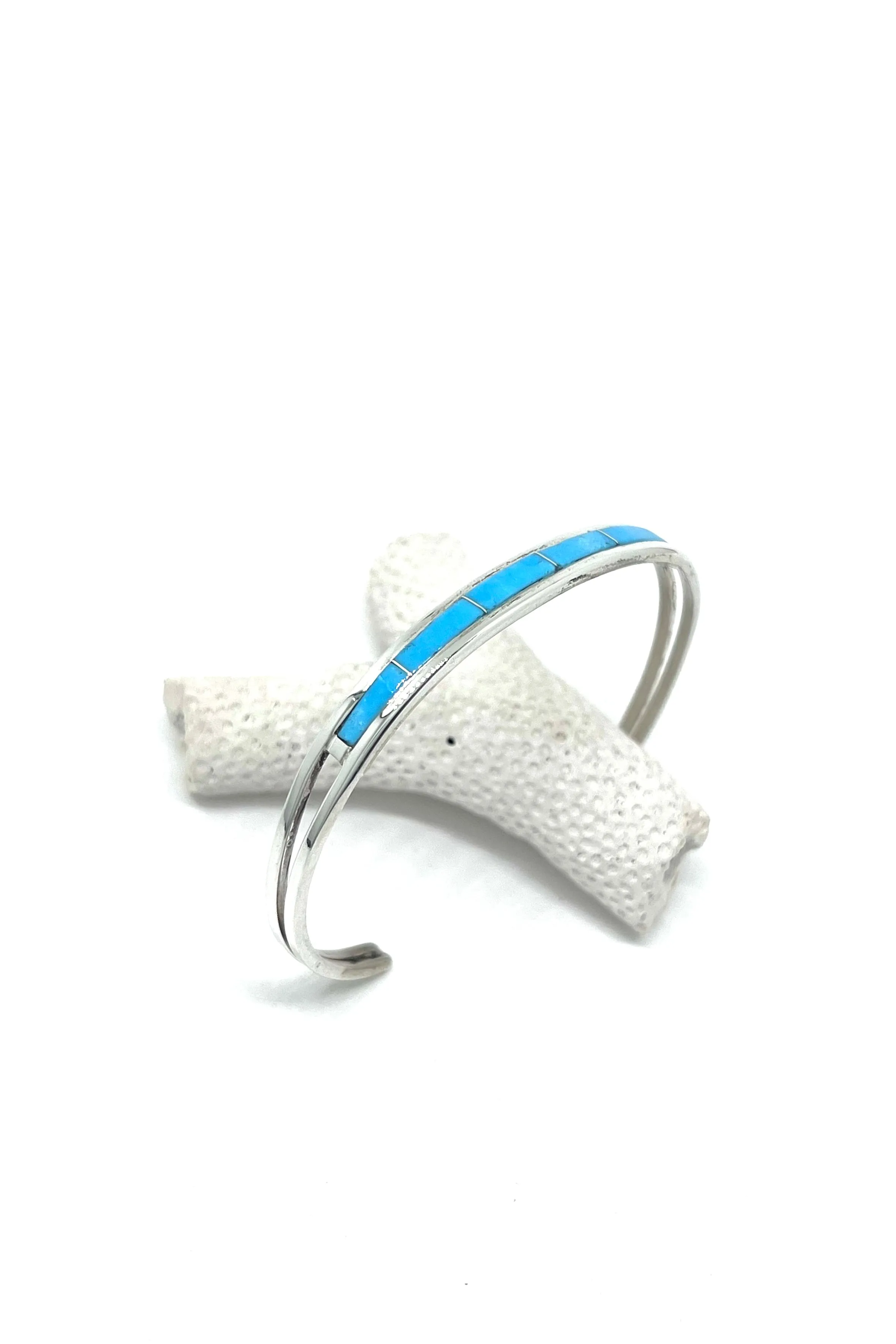 Zuni Sleeping Beauty Turquoise Inlay Cuff